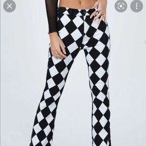Motel Zoven Flared Checkered Pants